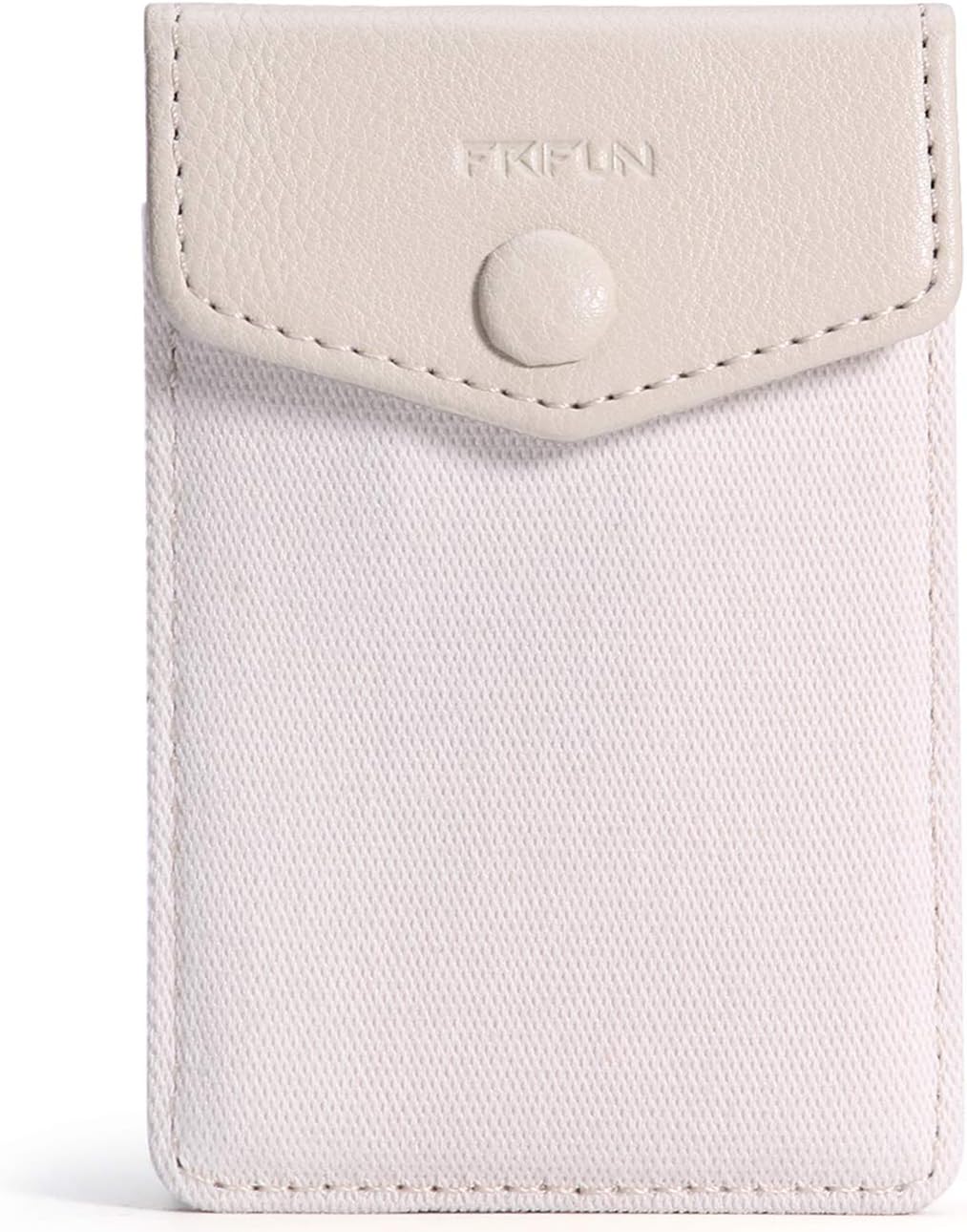 FRIFUN Cell Phone Wallet Ultra-Slim Self Adhesive Credit Card Holder Stick on Wallet Cell Phone Leather Wallet for Smartphones RFID Blocking Sleeve Covers Credit Cards (Beige)