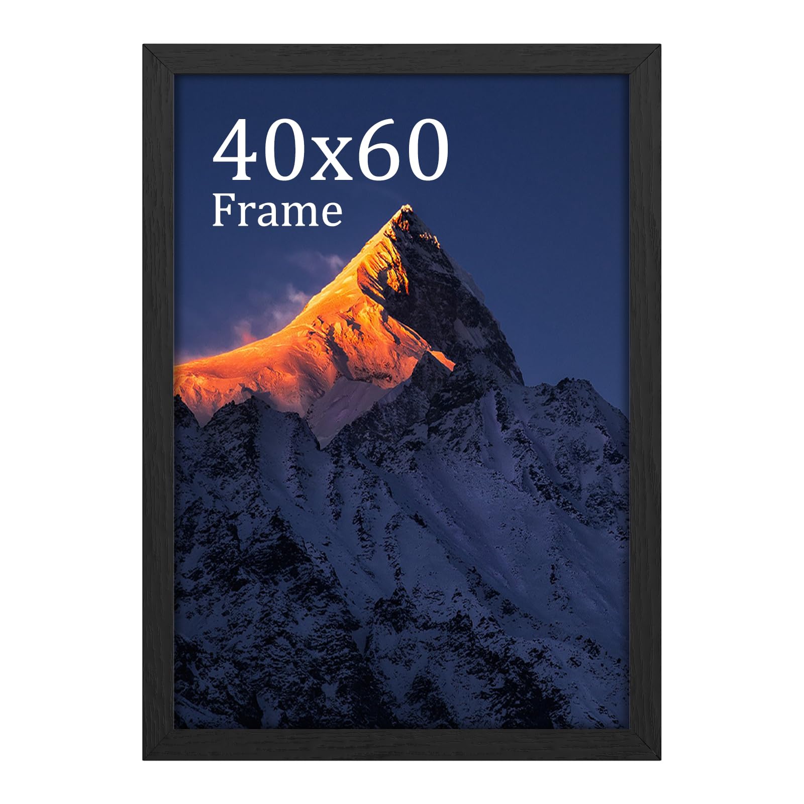 wyewye 40x60 Frame, Wooden Picture Frames 40x60, Versatile Black Frame, Dual Orientation (Landscape/Portrait), Includes Wall Hooks - Wall Mount for Home, Office, Gallery — image 1