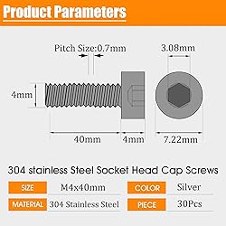 M4-0.7 * 40mm Socket Head Cap Screw,Metric Socket