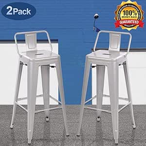 Taburetes de bar de metal industrial, apilables, de 30 pulgadas, juego