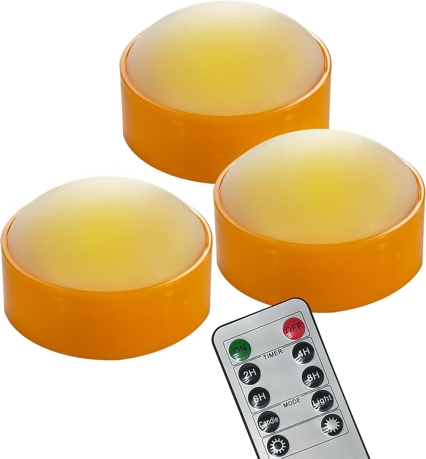 Lighting - QIDEA LED Pumpkin Lights with Remote and Timer, Battery Operated Bright Flickering Flameless Candles for Pumpkin Decor, Jack-O-Lantern Halloween Party Decorations,Orange Color, 3 Pack