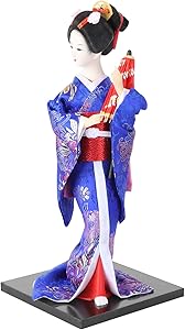 VORCOOL Japanese Geisha Kimono Doll Asian Kabuki Oriental Collectible Geisha Figurine Home Decoration Gift Blue