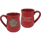 Abbey Gift Firefighter Pottery Mug Red Brown, 4.8 Inches