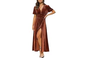 Maxigerui Women's Velvet Maxi Dress Formal Dresses for Wedding Guest Dress