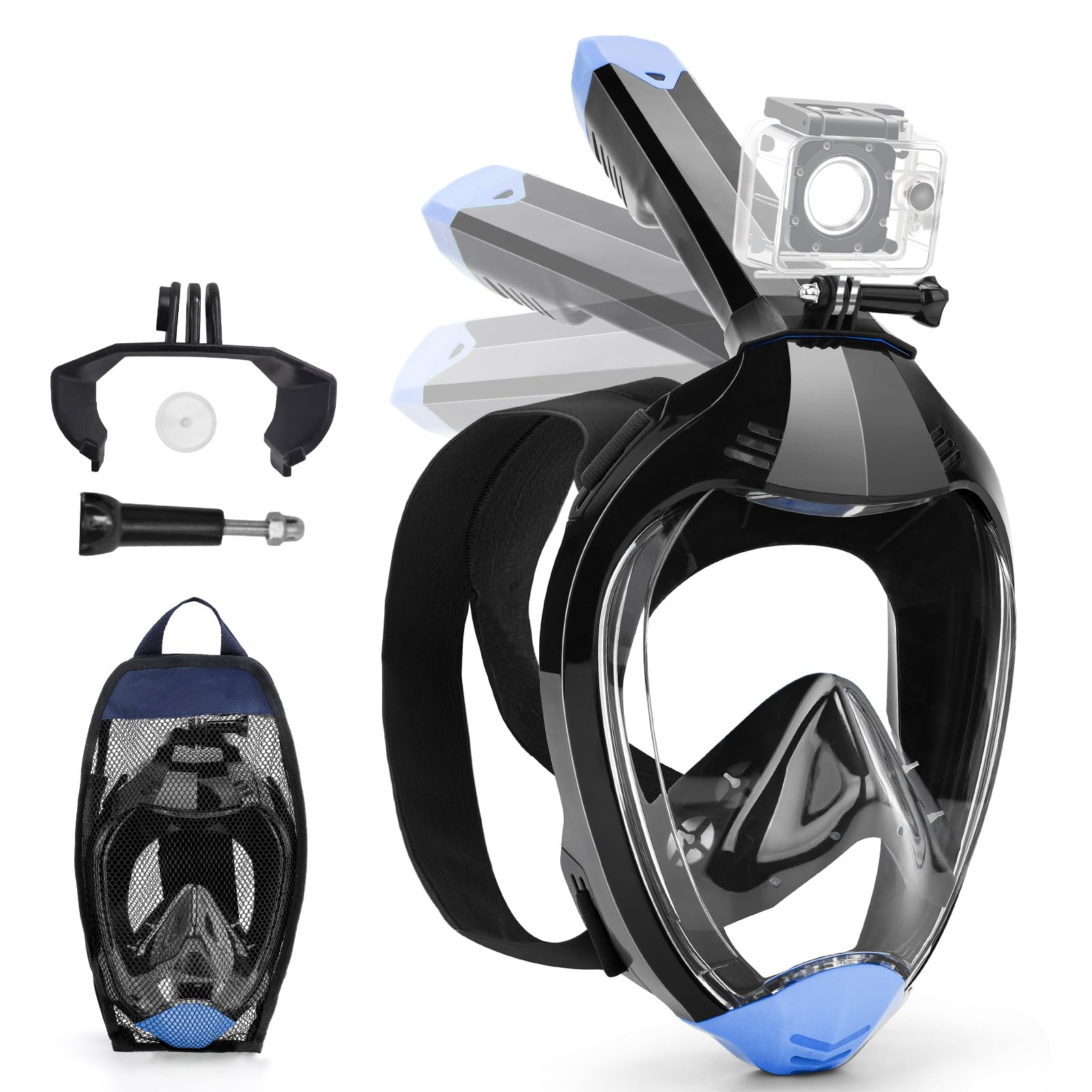 Full Face Snorkel Mask, Snorkeling Gear for Adults with Dry Top ...