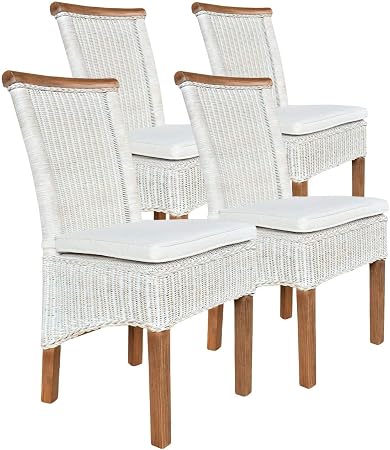 Soma Perth Lot De 4 Chaises De Salle A Manger En Rotin Avec