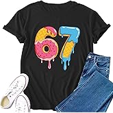 VERYNEAT 67 Shirt for Womens & Girls - Six Seven Colorful Donuts T-Shirt Casual Fashion Ice Cream Tee