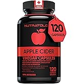 Nutratology Apple Cider Vinegar Capsules | Canadian-Made | 1000MG Apple Cider Vinegar & 40MG Cayenne Pepper Per 2 Cap Serving