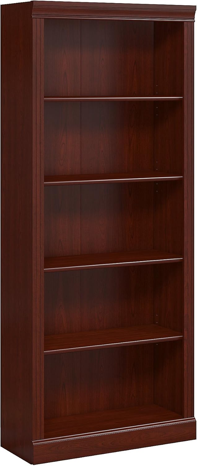 kathy ireland Home by Bush Furniture Bennington 5 Shelf Bookcase in Harvest Cherry