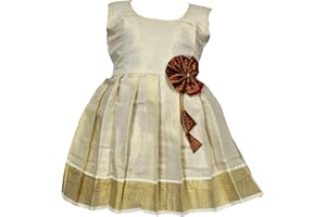 AMBA COLLECTION BOUTIQUE Girl's Traditional Ethnic Wear South Cotton Tissue Sleeveless Frock