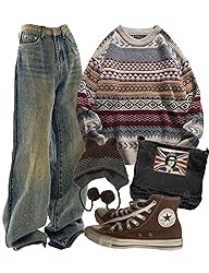 Flygo Men's Vintage Grandpa Sweater Crewneck