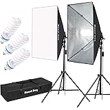 MOUNTDOG 1350W Photography Softbox Lighting Kit 20"X28" Professional Continuous Light System with 3pcs E27 Video Bulbs 5500K Photo Studio Equipment for Filming Model Portraits Advertising Shooting