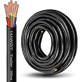 XRDS -RF Premium 14 Gauge 7-Way Conductor Wire - 15FT, Weatherproof and Flexible Trailer Cable for RVs, Campers, Trailers, 7-