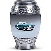 KARYLIZ Blue Car Urns for Human Ashes Adult Man - Burial Urn Keepsakes for Dad, Funeral Urn for Spiritual Goodbyes - Ashes Holder - Tiny Cremation Urns for Men Burial in Ground 3 Inch