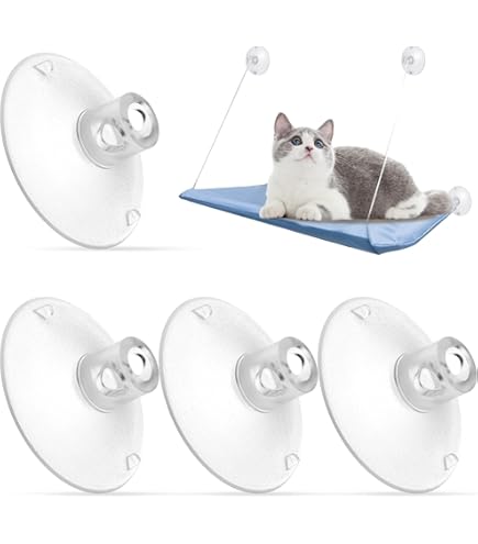 Cat Window Perch Replacement Suction Cups - 4-Pack, 85mm Clear Pads With Screws For Hammocks 13 thumbnail image
