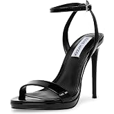 Steve Madden Wafer 4.5 inch High Heels for Women - Women's Open Toe Stiletto Heels with Ankle Strap