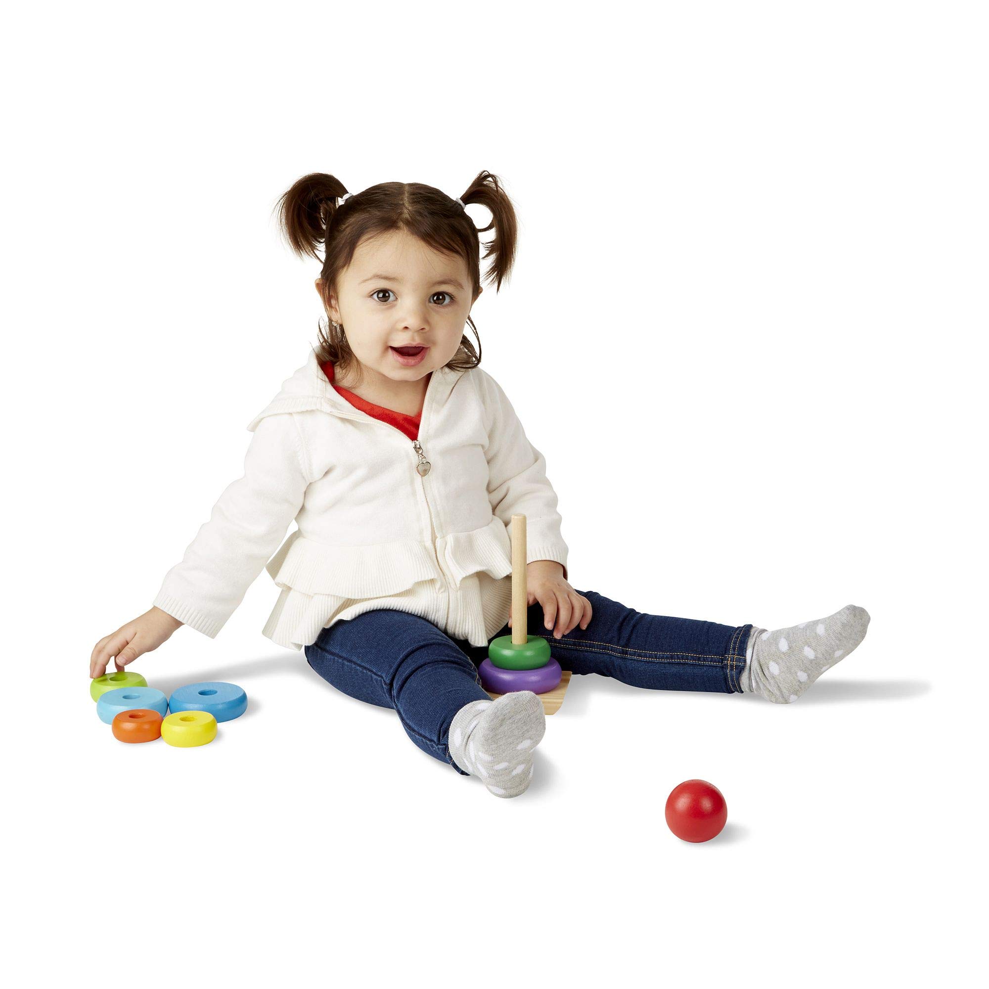 Melissa & Doug 10576 Rainbow Stacker Wooden Ring Educational Toy - Multicolor