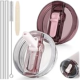 ANTAND 30oz Flip Straw Lid for Stanley Quencher H2.0 Tumbler, 2 Pack Leak Proof Lid Replacement No Spill Cover for Stanley Cup Accessories ProTour (Rose Quartz,Old Pink)