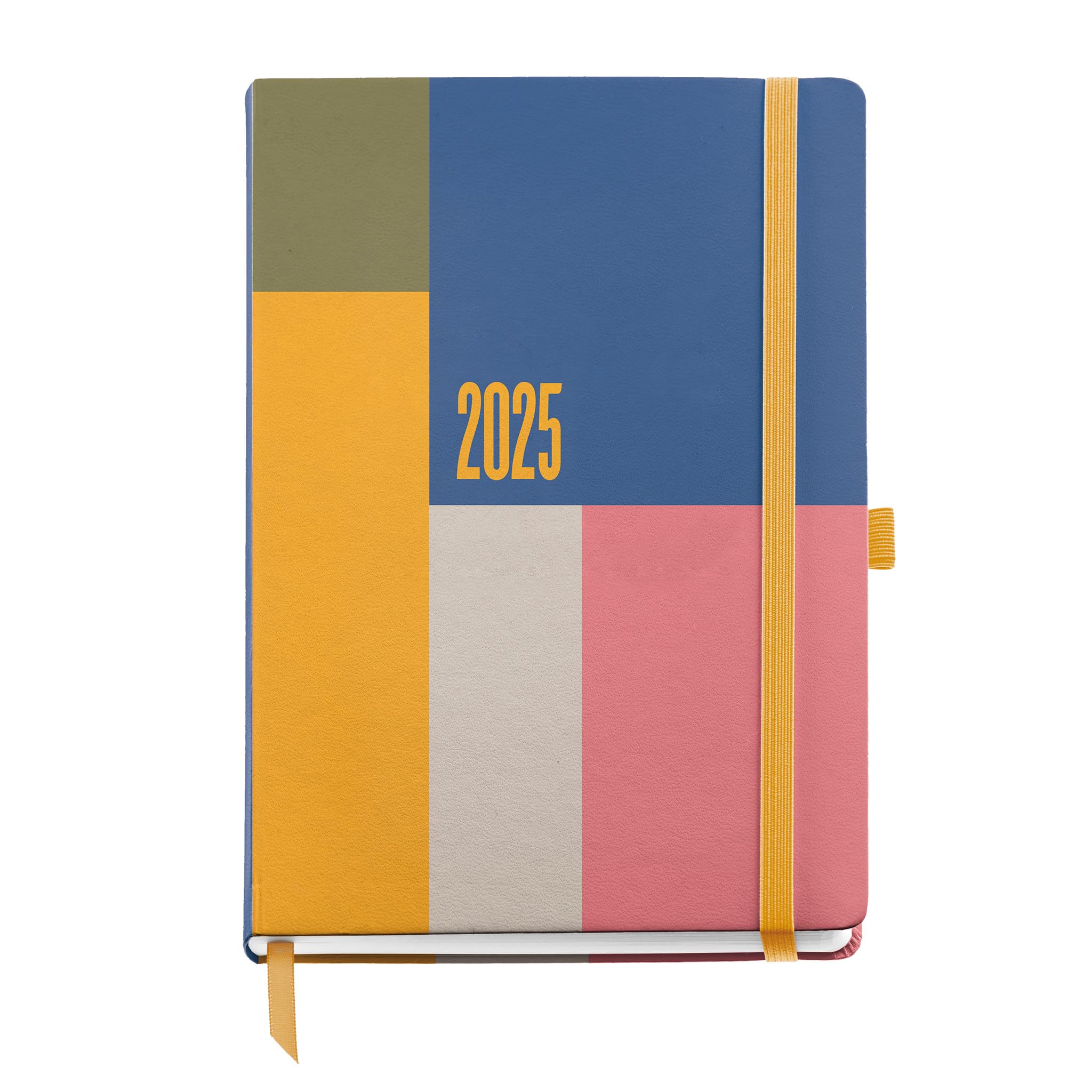 Miquelrius - 2025 Diary, Yearly Agenda 155 x 213 mm, Day Page Agenda, Laminated Cardboard Cover, Spiral, Elastic Closure, Paper 80 g/m², Catalan, English and Portuguese, Colour Block