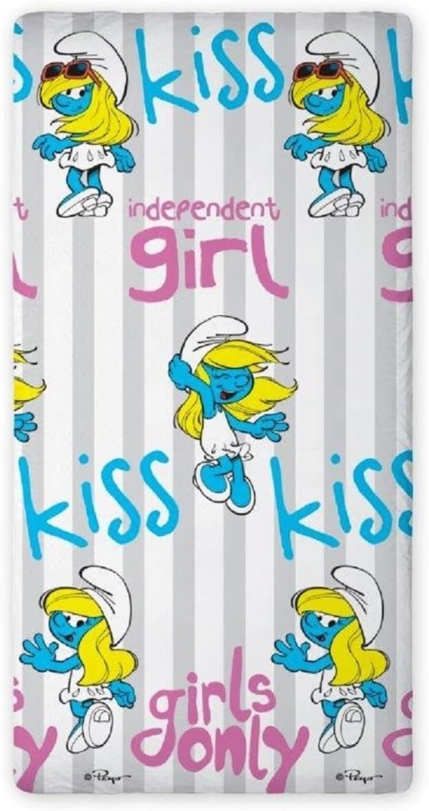 Maxi & Mini Idea Decorative The Smurfs Smurfs Girls Only Fitted Sheet 90x 200cm 100% Cotton