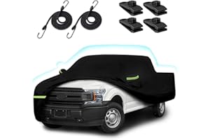 BETERNY Truck Car Cover Fits for Ford F150 SuperCrew Cab 4 Door 6.5ft Bed, 210T Waterproof All Weather Car Cover with Windproof Straps and Zipper Door for F150 XL/XLT/Lariat/King Ranch/Platinum-(6.5ft Bed)