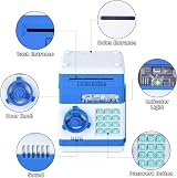 Thedttoy Electronic Piggy Bank Money Safe Blue Password with ATM Style Box view 2