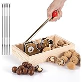 All-in-One Nut Cracker Tool with Adjustable U-Groove - Heavy Duty Set with Wooden Storage Base & 4 Steel Picks for Pecans, Walnuts, Macadamia & More