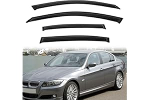 PLDDE Rain Guards Compatible with 2006-2011 BMW E90 3-Series 4-Door Sedan M3 323 325 328 330 335 i xdrive xi d Tape-On Side Window Visor Wind Deflector Vent Visors Car Accessories