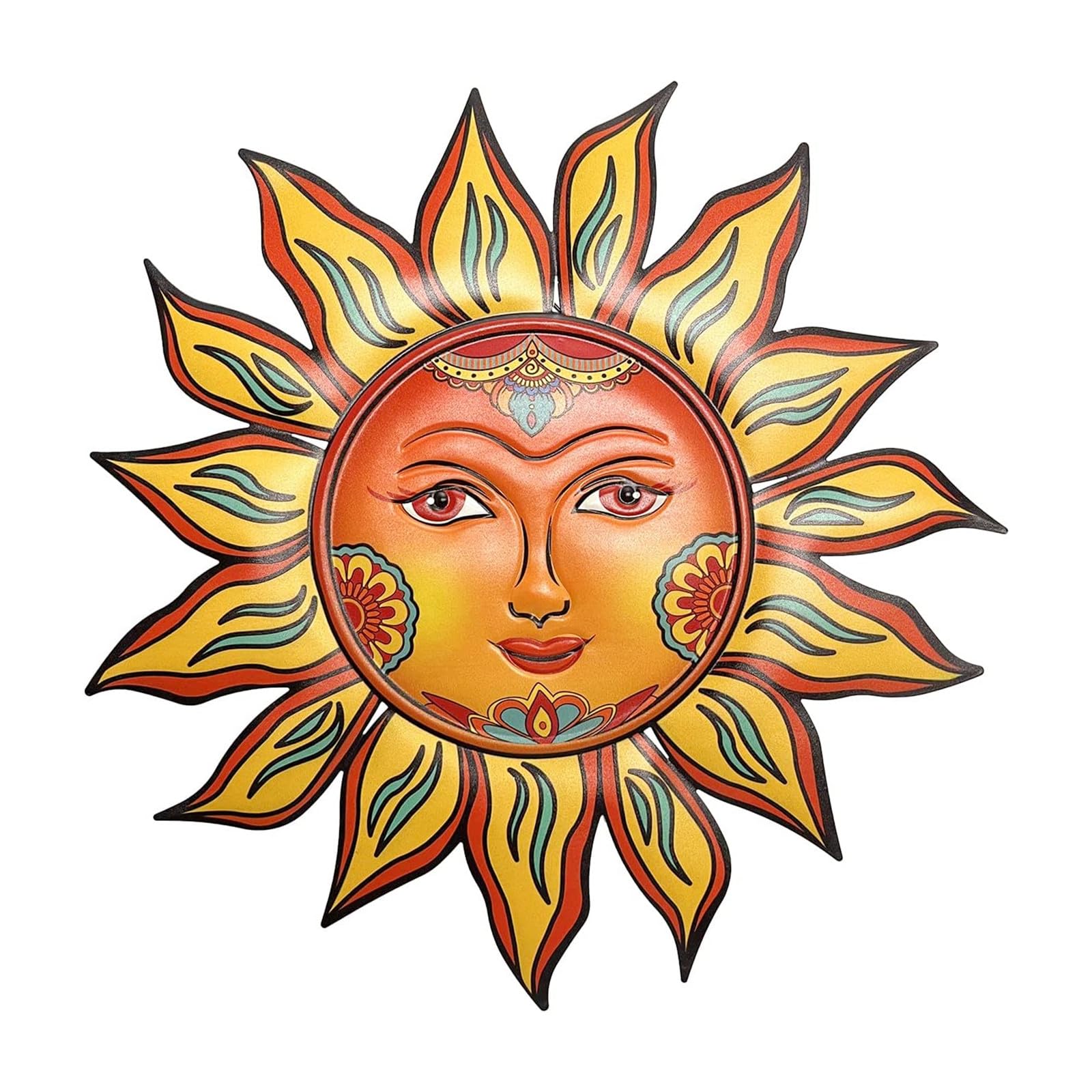 DEARBIRDER Metal Sun Wall Art Decor, Hanging for Indoor Outdoor Home Patio Garden Fence Yard, Face Garden Wall Sculptures Art Decorations, 13.39 Inches