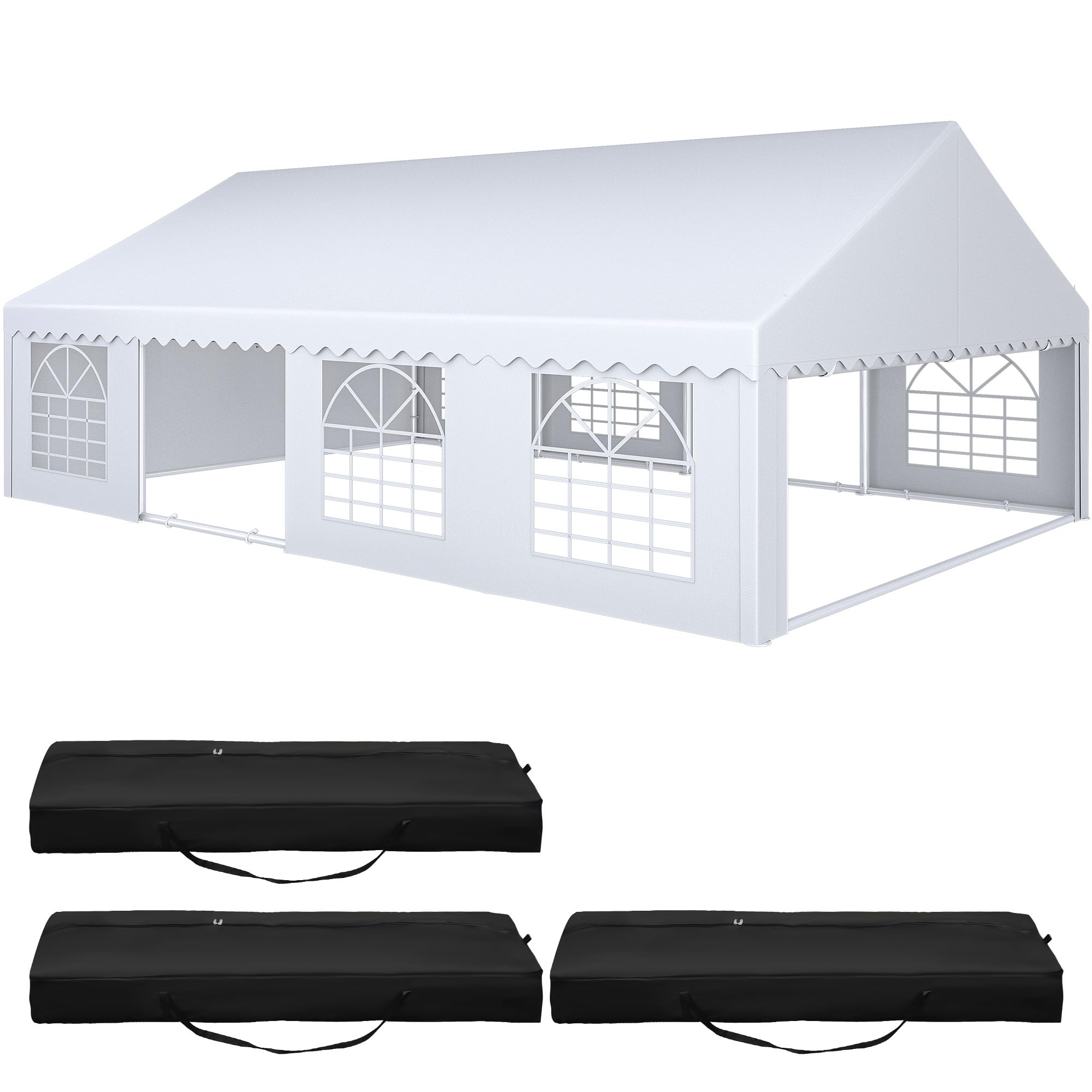 Photo 1 of **CONTAINS 3 BOXES**

YITAHOME 20x30FT Party PVC White Tent Heavy Duty Wedding Event Shelters Upgraded Galvanized Ripple Canopy with Large Roof Removable Sidewalls & 3 Storage Bags 600D Oxford Commercial