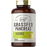 Carlyle Grass Fed Beef Pancreas | 550mg | 200 Capsules | Desiccated Pasture Raised Bovine Supplement | Non-GMO, Gluten Free | by Herbage Farmstead