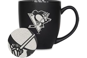 Rico Industries NHL Hockey 15oz Matte Black Ceramic Bistro Mug