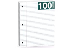CIPHYFEE Note Pads 8 X 10.5 Loose Leaf Paper, 100 Sheets, 3 Hole Punched Lined Paper, College Ruled 8 X 10.5 Notebooks, 10-1/2" X 8 Binder Writing Pads, Filler Paper For Engineering, Office, School Supplies