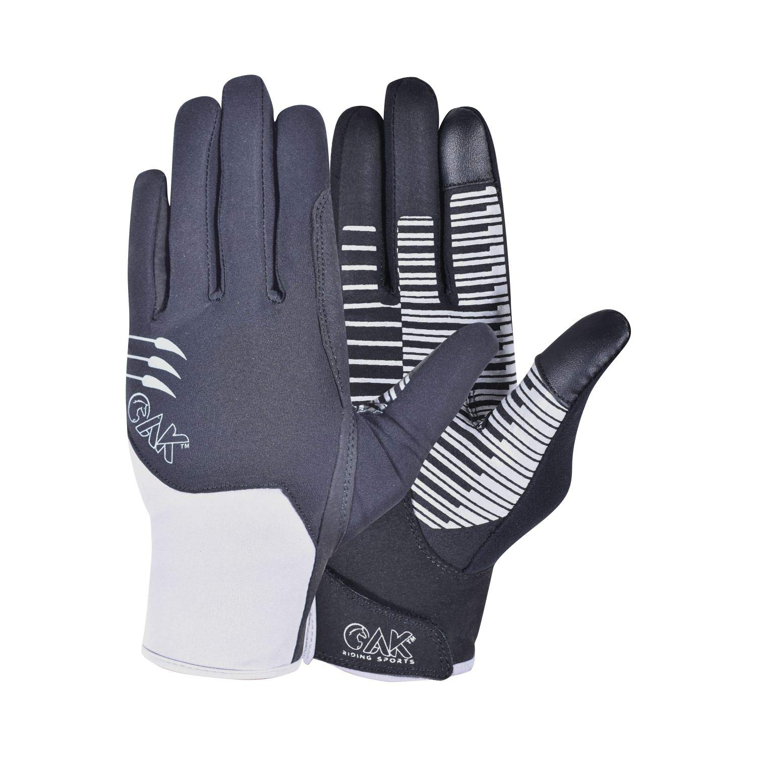 AK Equestrian Perfo Fit Amareta Suede Horse Riding All Season Multifunctional Gloves AKRS-8392 (Black/Grey, XL)