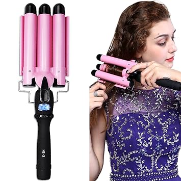 Ridsmc Hair Curling Waver 3 Barrels Hair Curling Iron Wand Quick