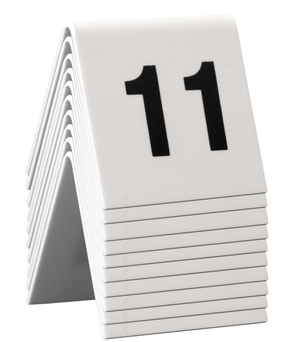 Securit Set of 10 Table Number Signs, White Plastic Tent Style Table Number Cards for Bars, Restaurants, Cafes or Wedding Receptions - Set 11-20 4x4x5cm — image 1
