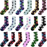 Lystaii 5 Pairs Weed Leaf Printed Cotton Socks Unisex Random Color Maple Leaf Printed Socks, One Size