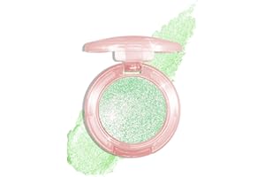 Sparkle Single Eyeshadow Palette, Green Glitter Shimmer Highly Pigmented Eye Shadow Lightweight Blendable, Waterproof Long-La