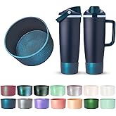 Glossy Gradient Silicone Boot for Owala 30 40 oz FreeSip Sway & Tumbler, Chameleon Metallic Glitter Bottom Bumper Cover, Anti-Slip Sleeve for Water Bottle Accessories, BPA-Free (Sea Captain)
