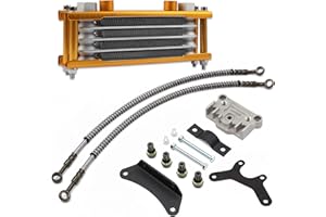ABCERRSI Motorcycle Oil Cooler,Engine Cooling Radiator Compatible with 50cc 70cc 90cc 110cc 125cc 140cc ATV Go Kart Off Road-Gold