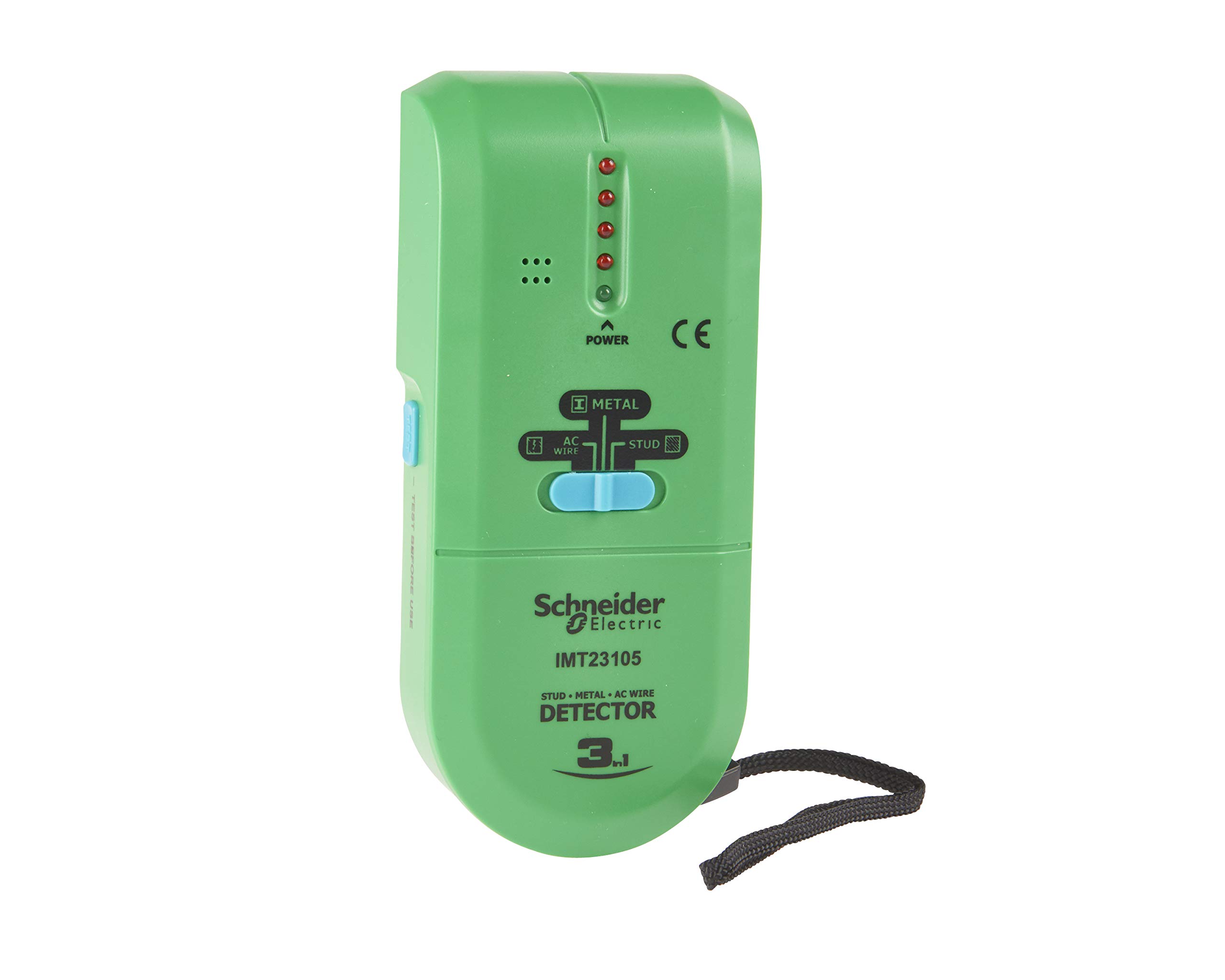 Schneider Electric Thorsman - 3-in-1 Multi Purpose Digital Detector, Stud/Metal/Live AC Wire Detecting, with LED Indicator, IMT23105, Green/Grey