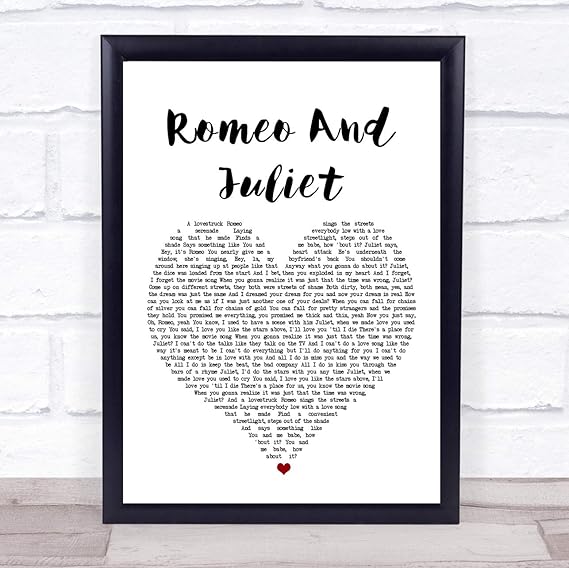 Amazon.com : Romeo and Juliet Heart Song Lyric Quote Print : Office