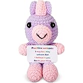 VercanMonth Positive Trash Can Crochet with Card, Appreciation Gift for Coworker, Friend, Teacher, Mom, Christmas, Birthday, Thank You Gift Women Men(Purple)