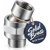 KES Shower Head Swivel Ball Adapter, Connector Ball Joint, Brushed Nickel | G1/2 Straight Thread Only, 23&deg; Adjustable Angle, High Flow 5 GPM, Brass, Includes Thread Seal Tape