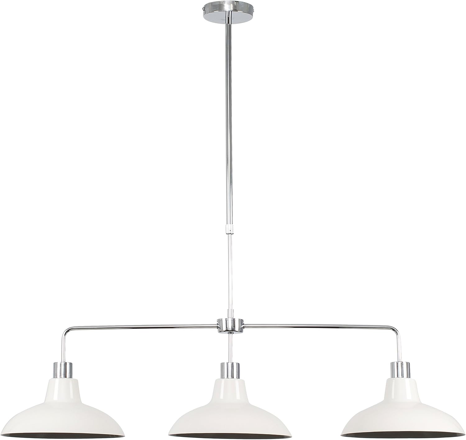 Modern 3 Way Polished Chrome Rise Fall Suspended Over Table Ceiling Light Fitting With Gloss Cream Metal Curved Shades Amazon Co Uk Lighting