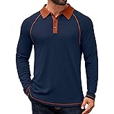COOFANDY Mens Long Sleeve Polo Shirts Casual Button Collared Shirts Raglan Golf T Shirt