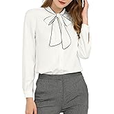 Allegra K Women's Work Blouse Tie Neck Long Sleeve Shirts Button Down Elegant Office Business Top 2025