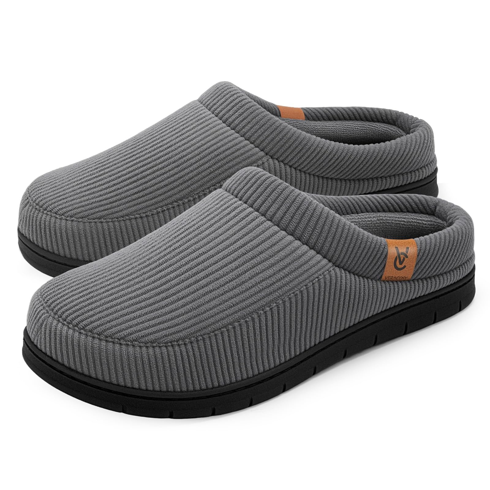 Photo 1 of **RUNS BIG** VeraCosy Men's Moccasin Slippers Comfy Soft Durable Slip-on Indoor Memory Foam House Shoes Cool Gray,9-10 US