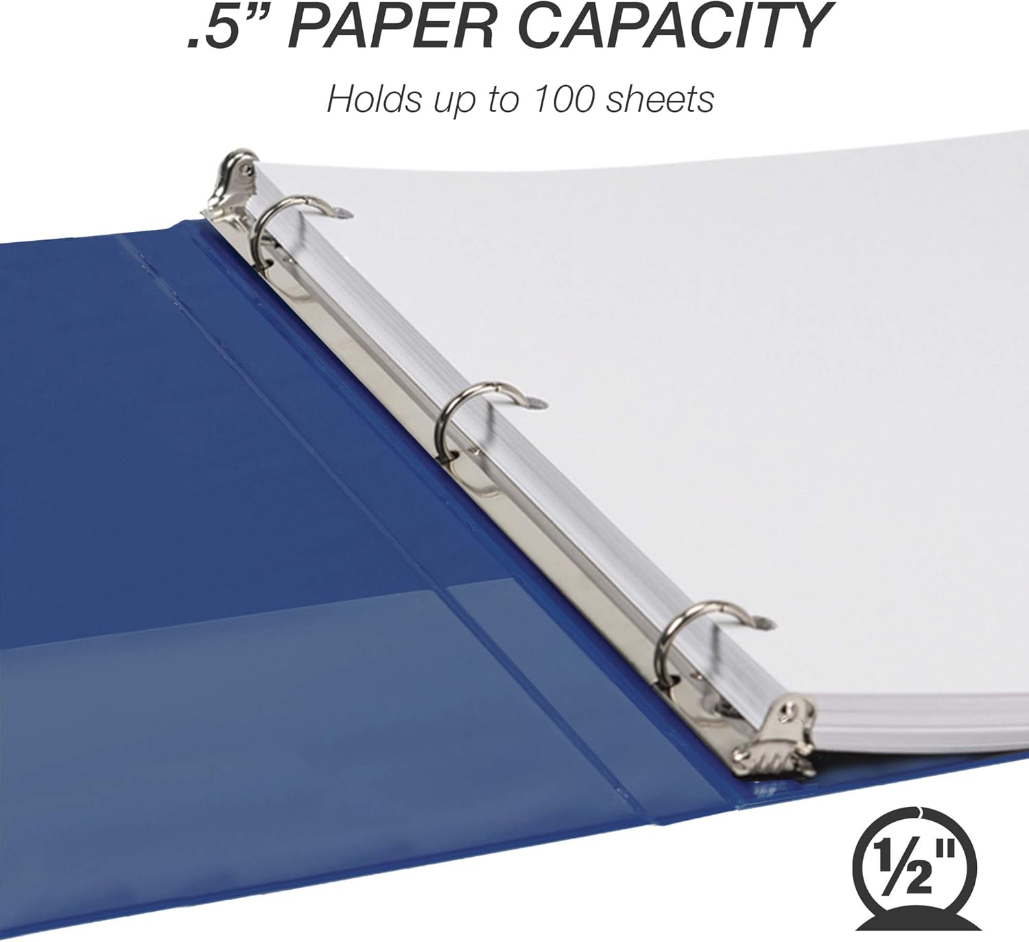 Samsill Durable .5 Inch Binder / Blue Round Ring Binder / Customizable Clear View Binder / Bulk Binder 8 Pack / Blue 3 Ring Binder / Half inch Binder : Office Products