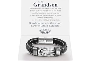 QWNHONEY Infinity Knot Leather Bracelets for Men Birthday Anniversary Christmas Gift Idea Mens Braided Cuff 7.8/8.5/9 Inches Bracelet Forever Linked Together Bracelet for Man Son Husband Boyfriend Brother Grandson